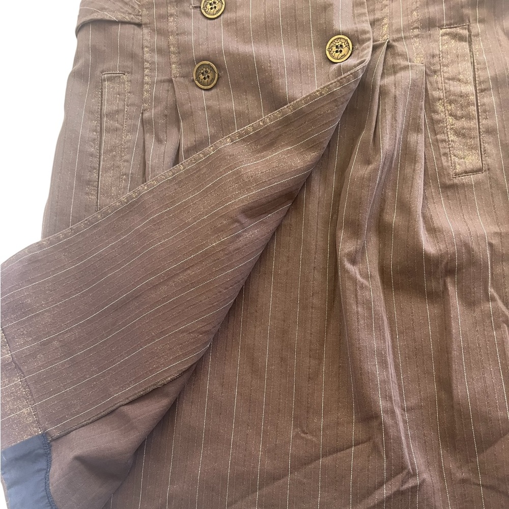 CUE | Wrap Skirt Pinstripe Brown 10 - Picture 2 of 10